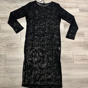 Bat print fishnet maxi Dress